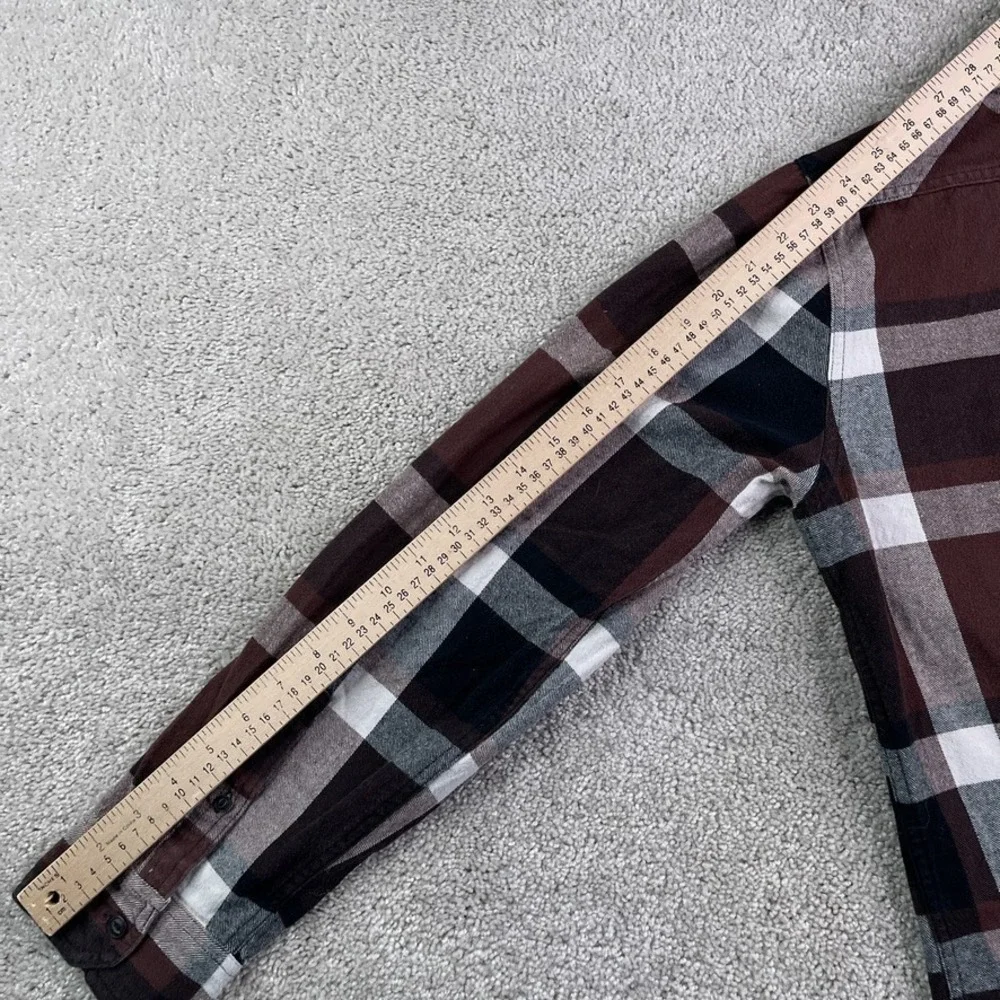 Levis Shirt Mens Large Brown Plaid Flannel Button‎ Up Outdoors Hiking Casual